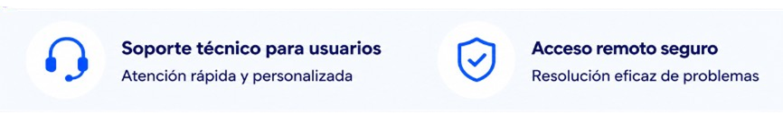 Soporte técnico para usuarios. Atención rápida y personalizada. Acceso remoto seguro. Resolución eficaz de problemas.