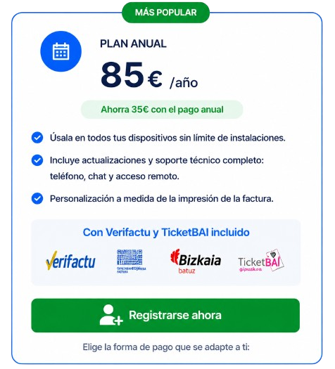 Pago anual licencia de uso 85€ Año